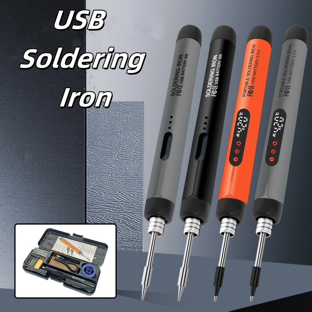 

1000mAh USB LED Digital Electric Soldering Iron Kit Mini Cordless Adjustable Temperature 300-450℃ Smart Welding Solder Tools New