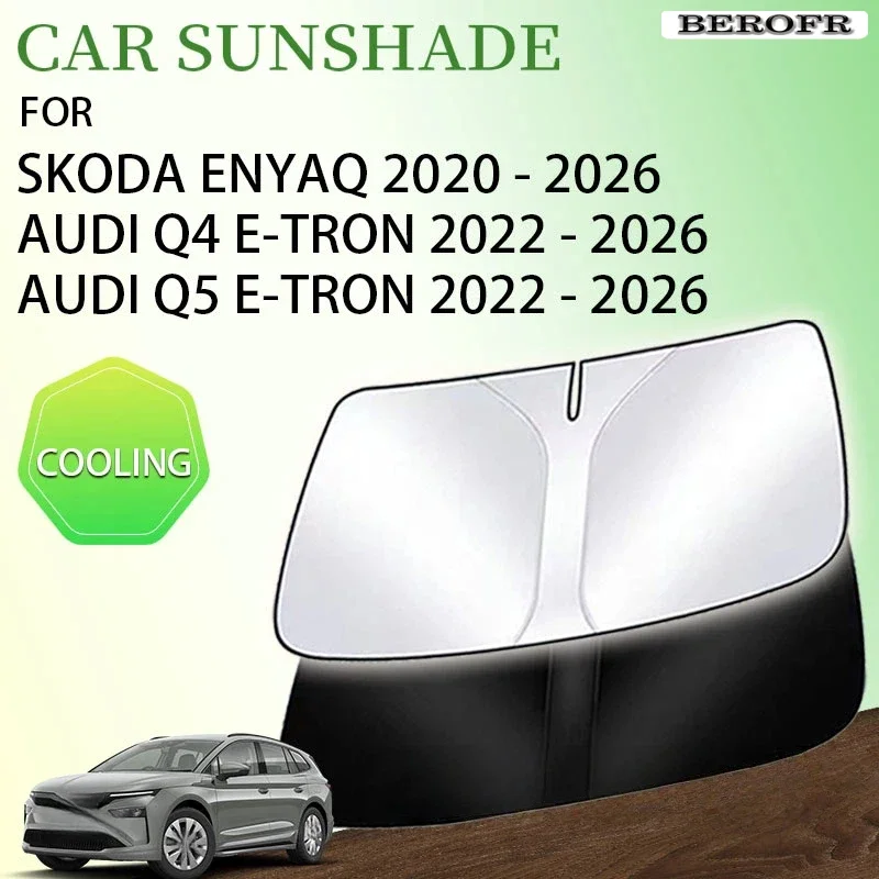 Car Windshield Sunshade For Skoda Enyaq IV For Audi Q4 Q5 e-tron Accessories Front Window Sun Visor UV Protector Cover Parts