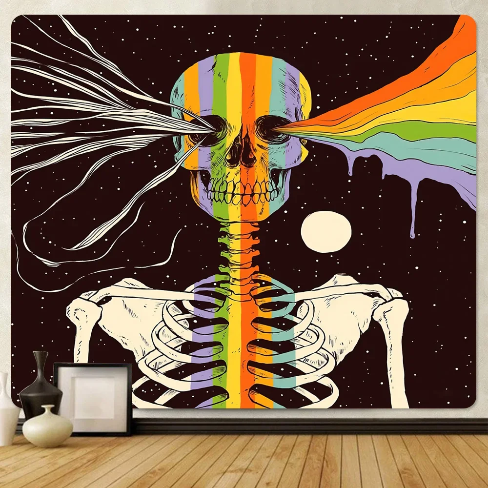 Skeleton King Psychedelic Scene Home Decoration Printing Large Size Tapestry Hippie Bohemian Decoration Sofa Blanket Sheet