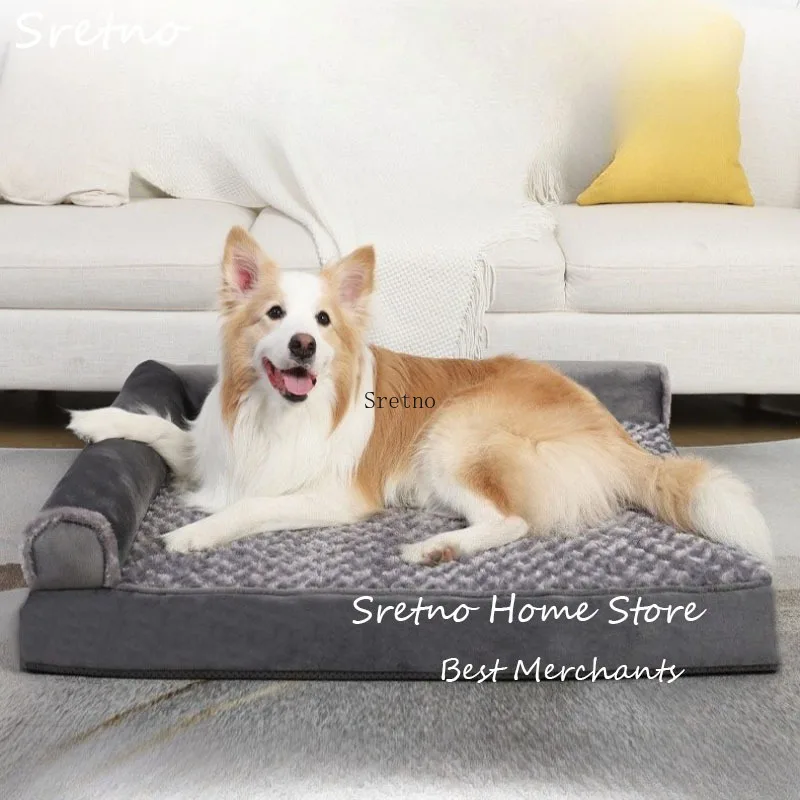 

SRETNO Removable and Washable Dog Sofa Beds Velvet Pet Mattress Sponge Large Dog Bed Pad All Season Anti Tear and Bite Cat Bed