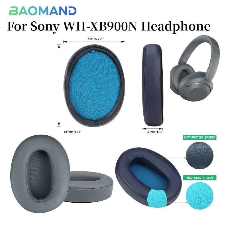

2pcs/pairs Leather Headphone Foam For Sony WH-XB900N Headset Ear pads Cushion Replacement Covers Accoriess