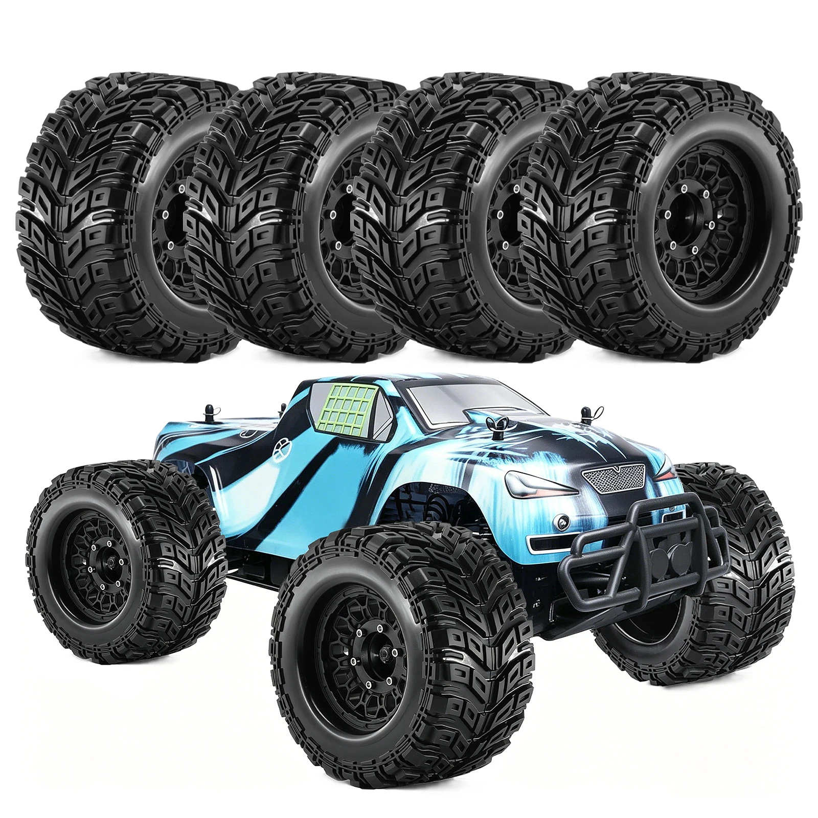 

4pcs RC Truck Wheel Rim & Tire with 12/14/17mm Hex for 1/10 Big Rock Granite Vortek/Stampede Rustler Hoss RC Truck Upgrade Parts