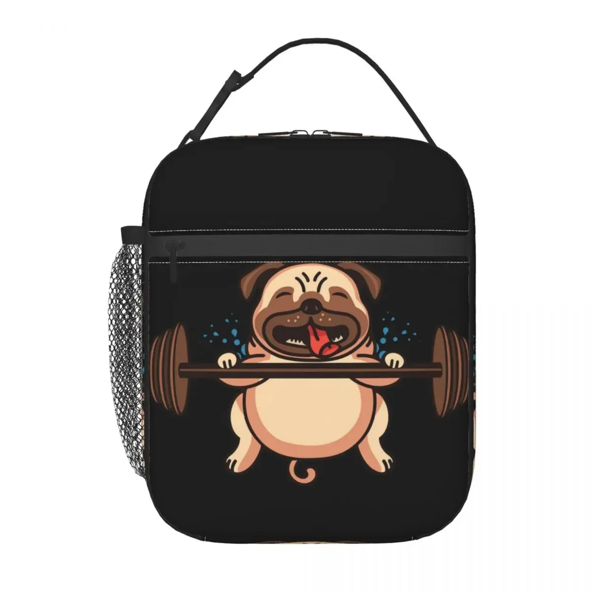 

Insulated Lunch Bag Pug Weightlifting Lunch Box Tote Food Handbag