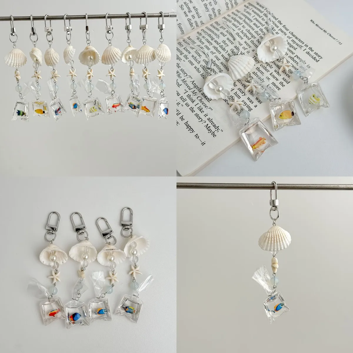 Handmade Ocean-Themed Tropical Fish Phone Charm, Natural Seashell Pendant, Keychain & Bag Charm for iPhone Samsung Huawei