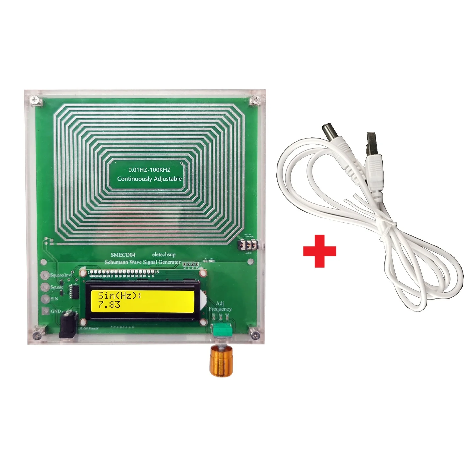 

0.01-100Khz Continuously Adjustable Frequency Signal Generator 7.83 Schumann Resonator Overvoltage Overcurrent Surge Protection
