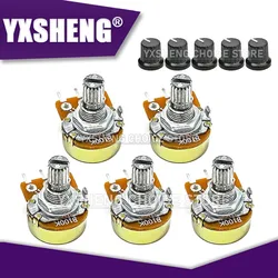 5 Sets WH148 1K 10K 20K 50K 100K 500K Ohm 15mm 3 Pin Linear Taper Rotary Potentiometer Resistor For Arduino With AD2 White Knobs