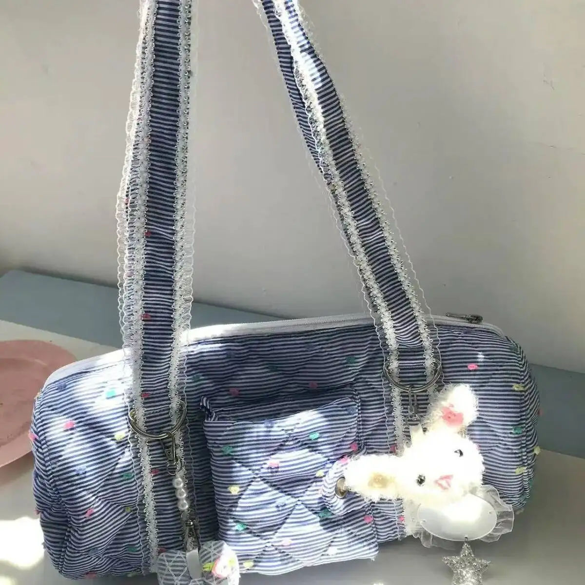 Bloom Candy Dot Canvas Y2k Handbag Wallets Women Versatile Pocket Casual Underarm Bag Female Haruku Aesthetic Shoulder Bags