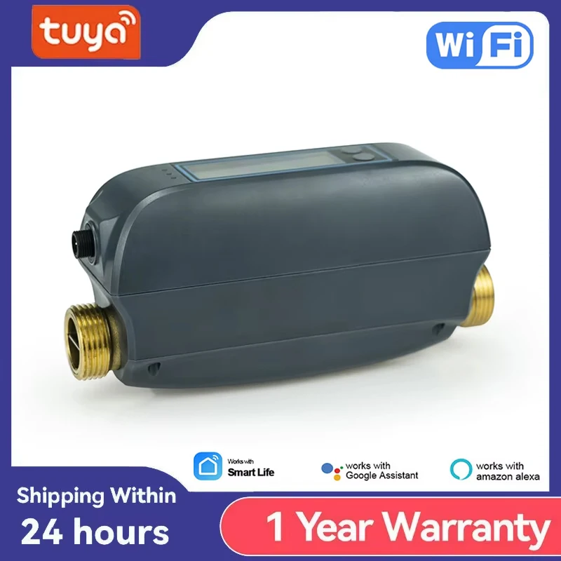 Tuya Smart WiFi Water Valve Water Flow Rate And Water Meter Shut On/Off Remote Control Real Time Display with Alexa Google