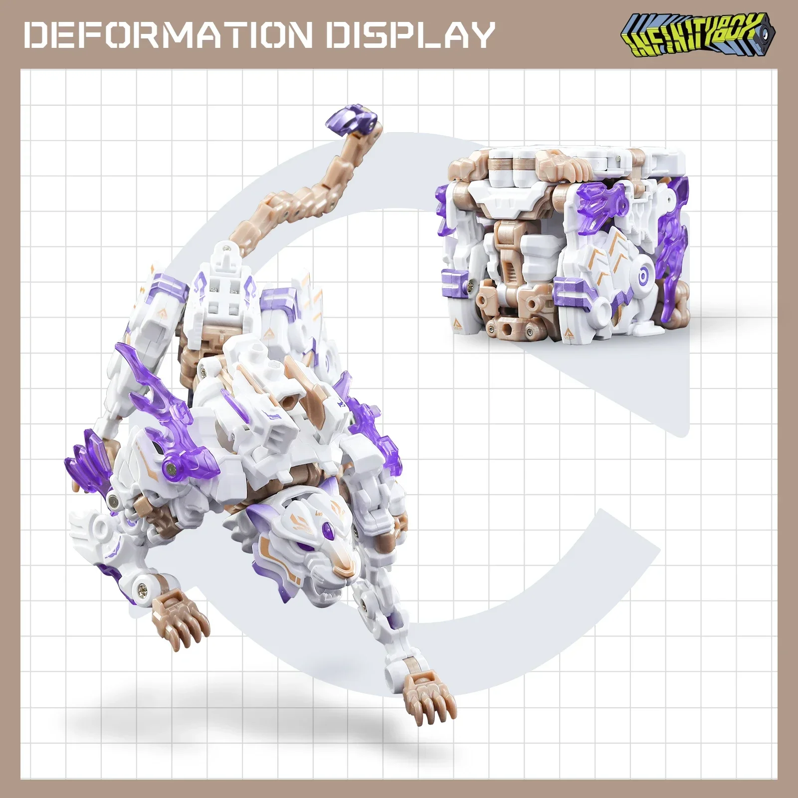 Disponibile 52TOYS INFINITYBOX IB-03 BAIHU Tiger Deformation Robot, conversione in Mecha e Cube, Action Figure, regalo da collezione