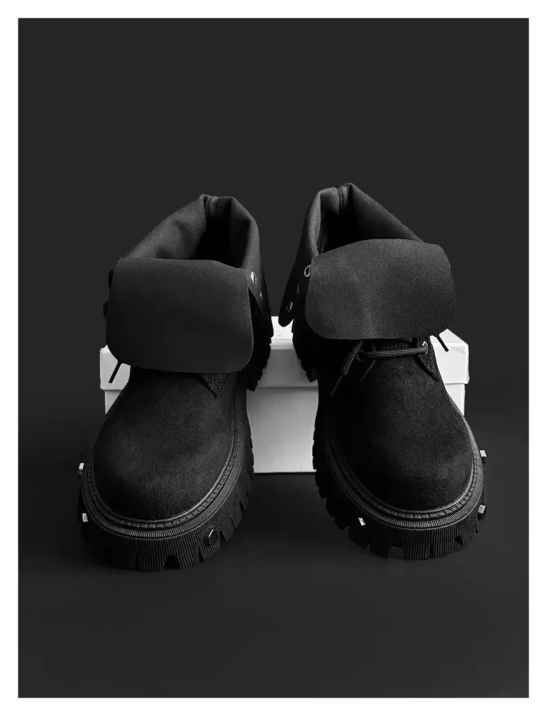 High Top Motorcycle Boots Plus Size 45 Mens Designer Outdoor Work Boots Fashion Casual Leather Height Increased Platform Boots