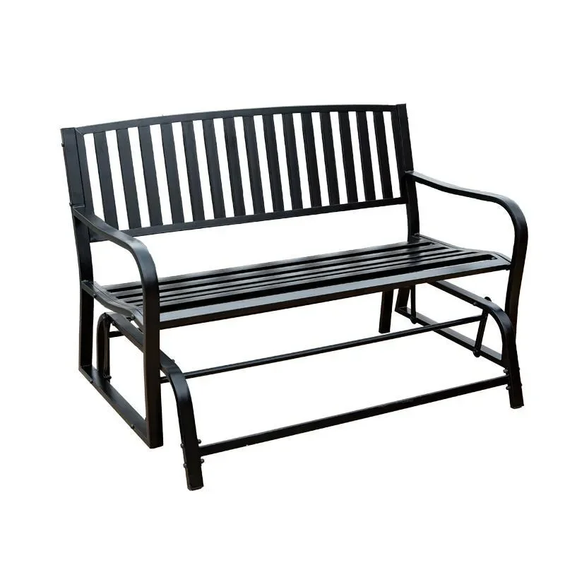 European Wrought Iron Outdoor Swing Bench Double Seat Anti-Corrosion Rocking Chair for Garden Courtyard Home Leisure