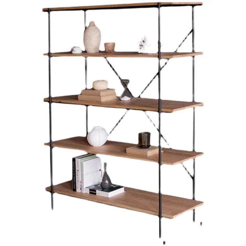 American retro style simple solid wood baffle rack floor to ceiling balcony storage High Quality