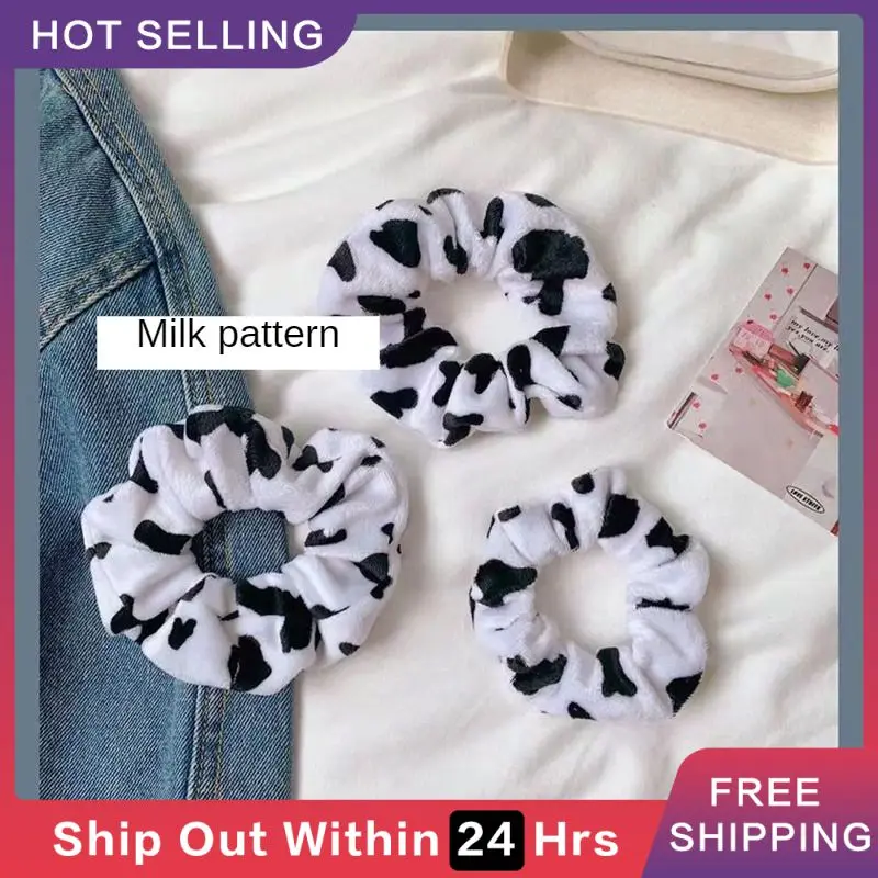 Rubber Band High Color Value Plush Hair Cord Jewelry And Accessories Dairy Cow Pattern Big Hair Ring Not Easy To Break 10g-12g