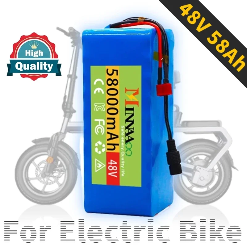 

Powerful 48V 101000mAh 1000w 13S3P XT60 101Ah Li-ion Battery for 54.6V Scooter Electric Bike with BMS Charger