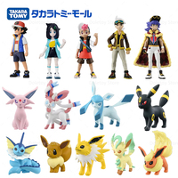 TAKARA TOMY Pokemon Figure Toys Eevee Jolteon Flareon Leafeon Glaceon Umbreon Figure Trainer Ash Ketchum Leon Action Model