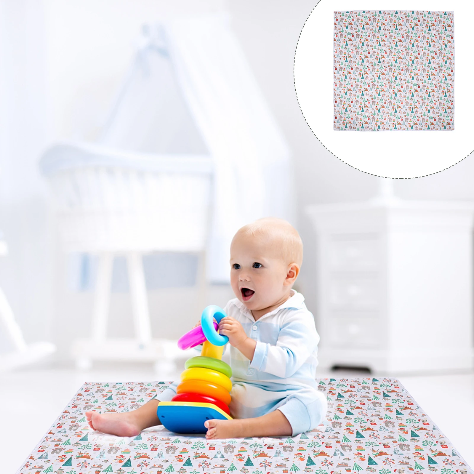 

Baby Waterproof Floor Protector Foldable Non-Slip Large Food Catcher Under High Chair for Playtime Picnic