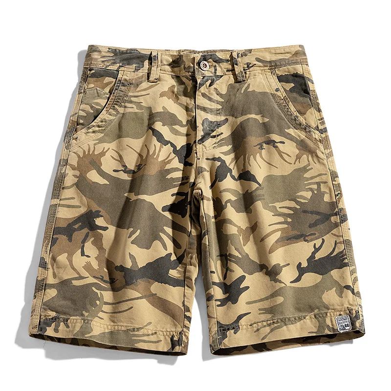 Men's Camouflage Cargo Shorts Casual Loose Fit Japanese Style Workwear Multi Pockets Outdoor Breathable High Quality Shorts