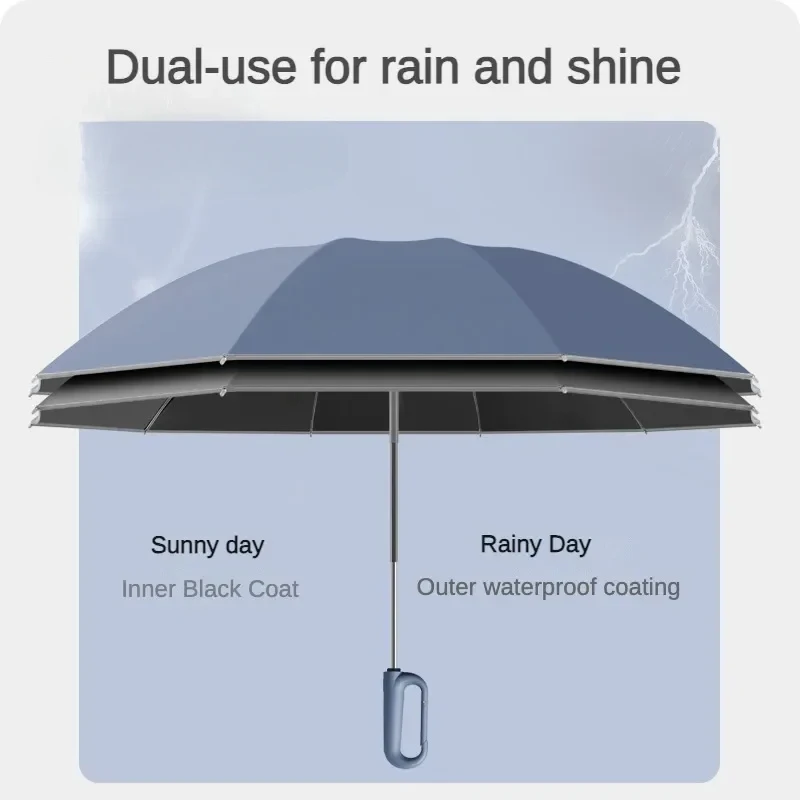링 버클 비닐 자동 접이식 우산, 안전 반사 스트립, 방풍 및 자외선 차단, UV 태양 및 비 우산, 남녀공용 