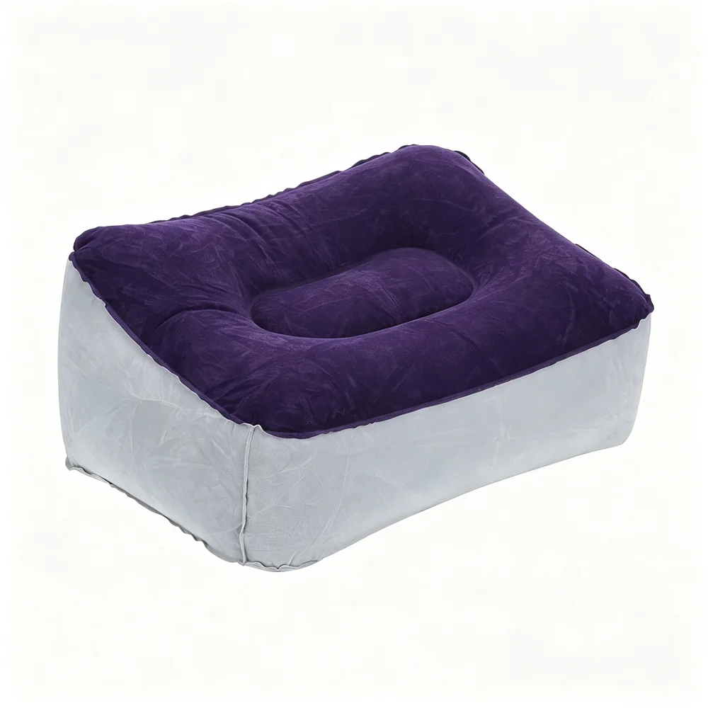 Ravel Inflatable Foot Pillow Soft Flocking Surface Foldable Portable Leg Rest Cushion For Airplane Car Home Office Relieve Leg P