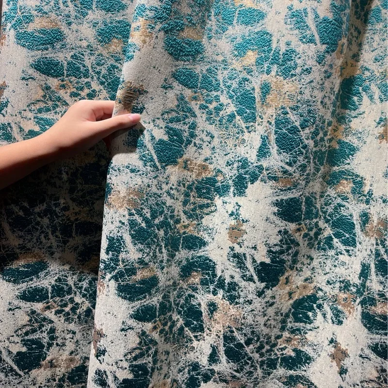 Luxury American Curtains for Living Room Bedroom Curtain High-precision Jacquard Curtains Amber Blue Window Home Custom Curtain
