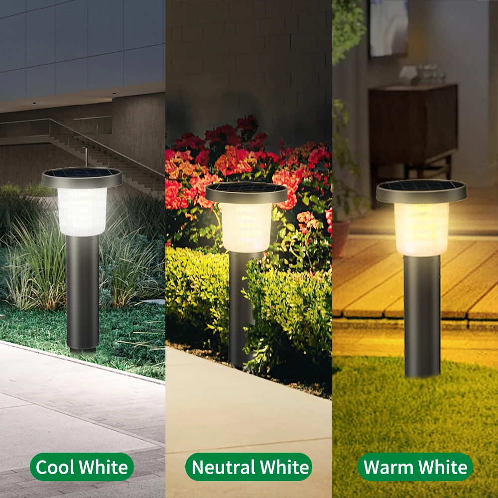 

2PCS Modern Solar Pathway Lights Waterproof Outdoor LED Lights Landscape Decorative Lawn Lamps for Garden Walkway