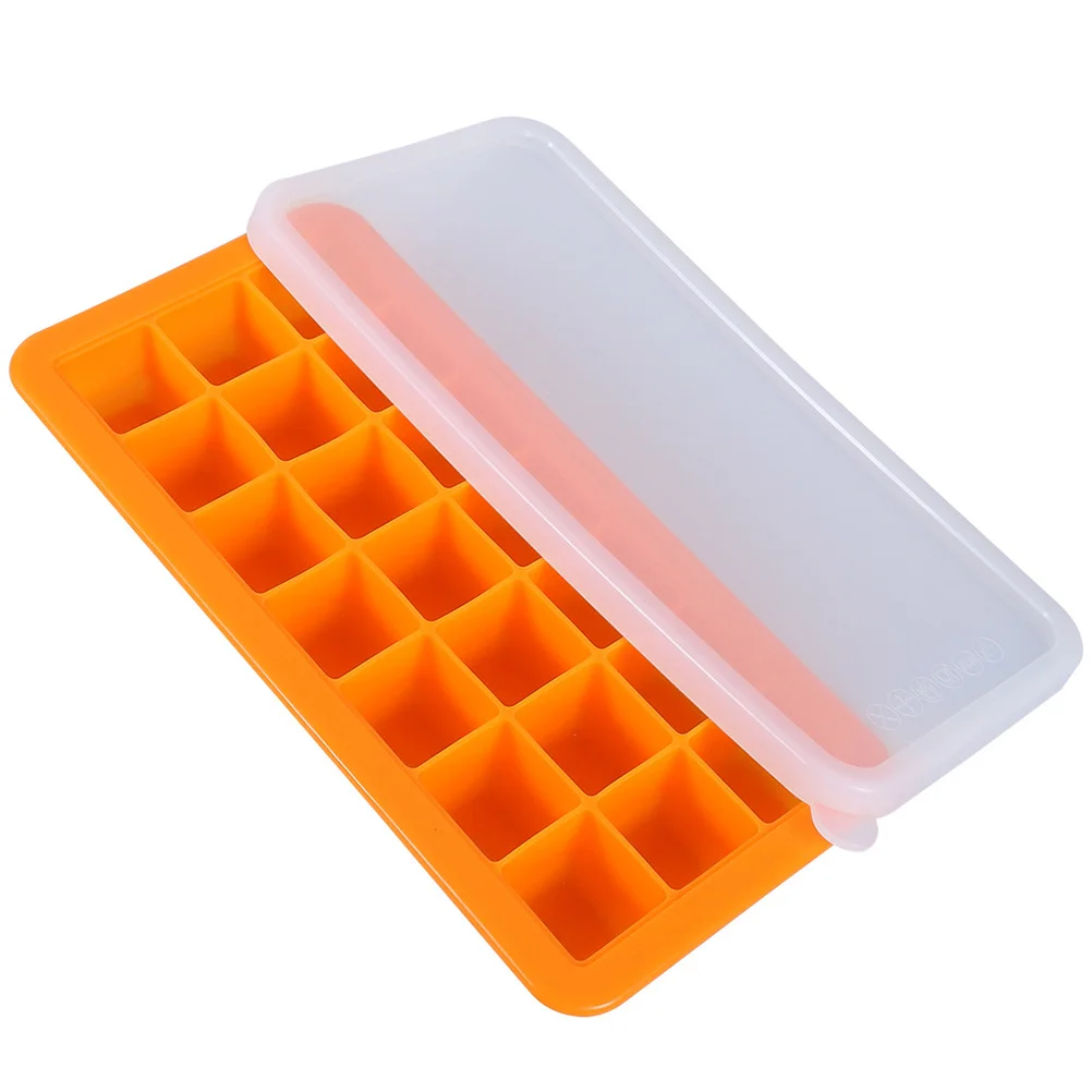 

21-Grid Orange Silicone Ice Cube Tray Food-Grade Odorless Mold for Bars Kitchens Beverage Liquid Microwave Oven Refrigerator