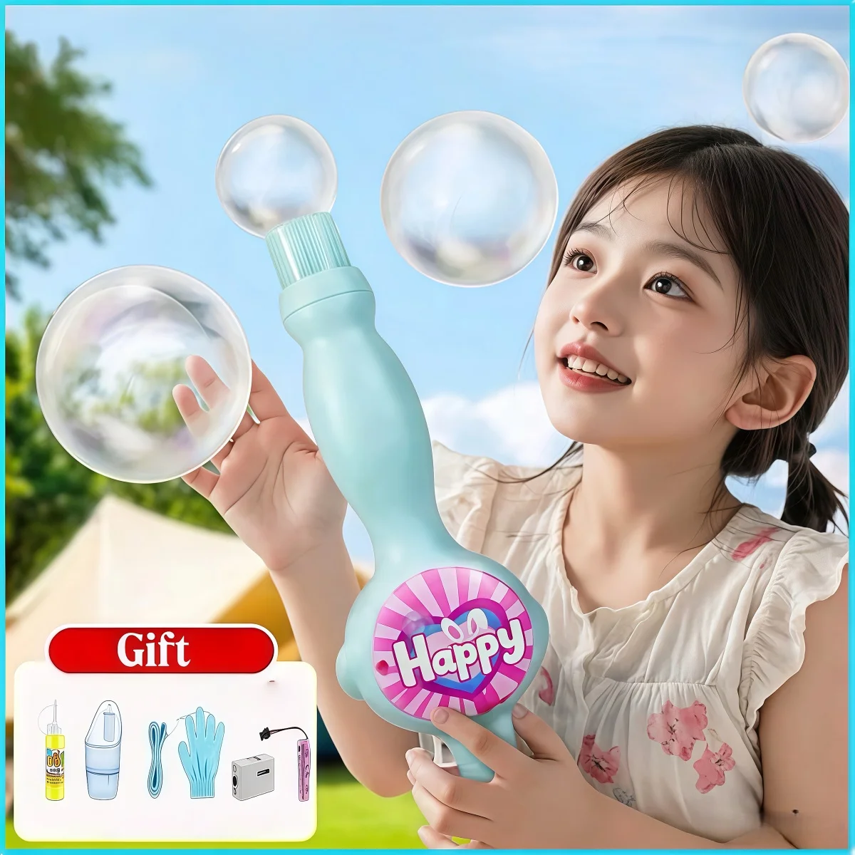 เครื่องทำฟองสบู่มหัศจรรย์แบบใหม่ เครื่องทำฟองสบู่อัตโนมัติ ไฟ LED พร้อมเสียงเพลง เครื่องเป่าฟองสบู่ ของเล่นเด็กสำหรับเป็นของขวัญ