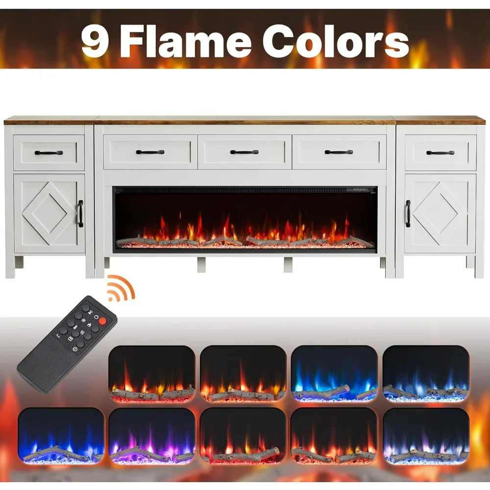 مركز ترفيه مدفأة تلفزيون مقاس 95 بوصة مع صندوق إطفاء كهربائي مقاس 50 بوصة ووحدة تخزين #6