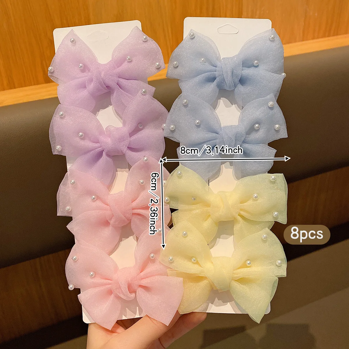 8 Sweet Wind Bow Hair Clips Korean Edition Suitable for Daily Use Hair Accessories
