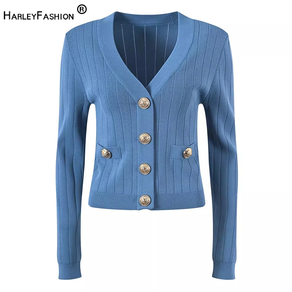 New Arrival Spring Design Short Design V-neck 3 Colors Black/White/Blue Plain Color Slim Knitting Sweater Quality Tops