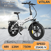 VITILAN V3 2.0 Fold Electric Bike 750W Motor 48V13Ah Removable Battery City EBike 20*4 Fat Tire Hydraulic Brake Electric Bicycle