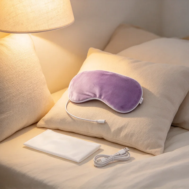 USB Rechargeable Heating Eye Mask for Sleep, Stable Temperature Warm Compress, Portable Heated Eye Mask to Relieve Eye Fatigue