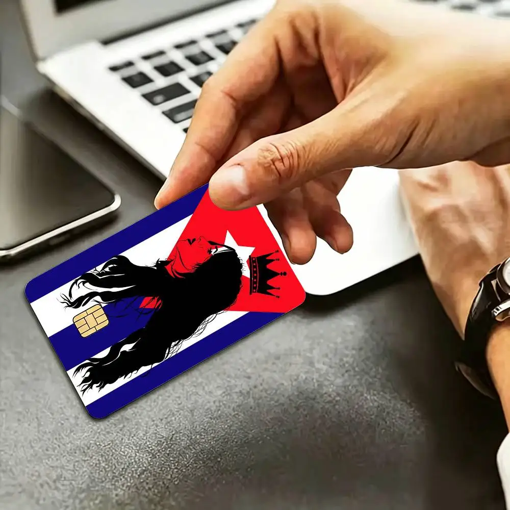 Flag Cuba HD Waterproof Credit Card Stickers Silicone Decals For Chip Game Cards Gift