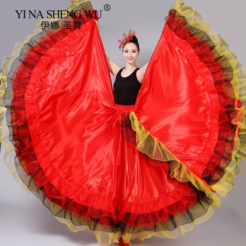 Costumi di danza del ventre per donne adulte Lady Gonna di danza toreagli spagnola Danza di apertura Gonna rossa grande altalena Performance Gypsy Wear