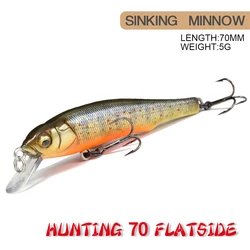 7cm 5g Fishing Lure Minnow Wobbler Hunting 70 Flatside Sinking Jerkbait Swimbait Artificial Hard Bait Stream Lure Fake Decoy