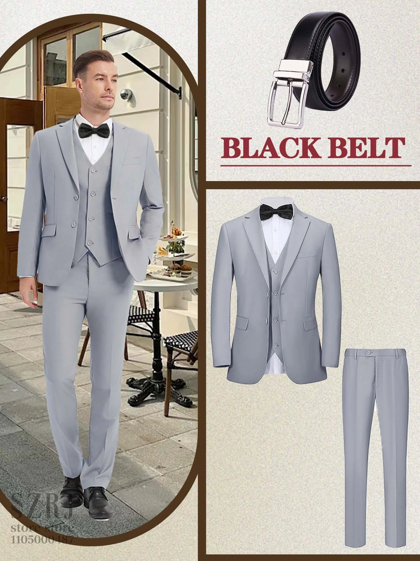 

Мужской деловой костюм из 4 предметов: смокинг, жилет, брюки, пояс с .Классический элегантный наряд для бизнеса, вечеринки, банкета, Interview