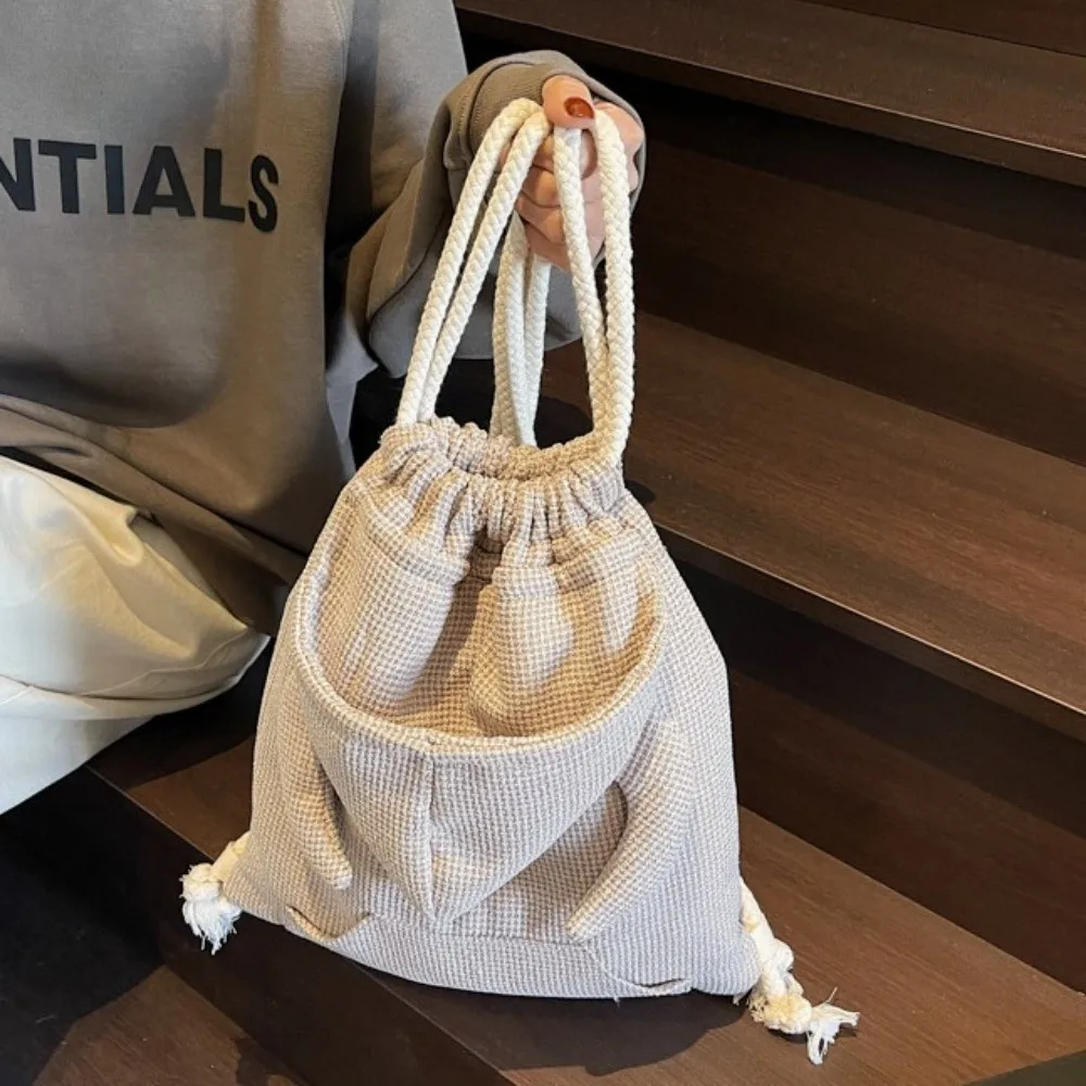 Creative Ox Horn Hooded Backpack Large Capacity Solid Color Hoodie Design Schoolbag Zipper Korean Style Drawstring Bag Gift