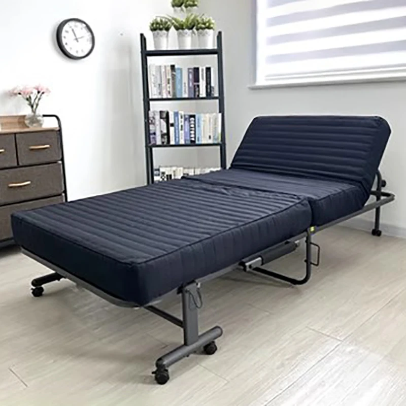 

Free Shipping High Quality Beds Lazy Apartment Full Body Classic Light Luxury Beds Metal Black Cama Plegable Home Furnitures