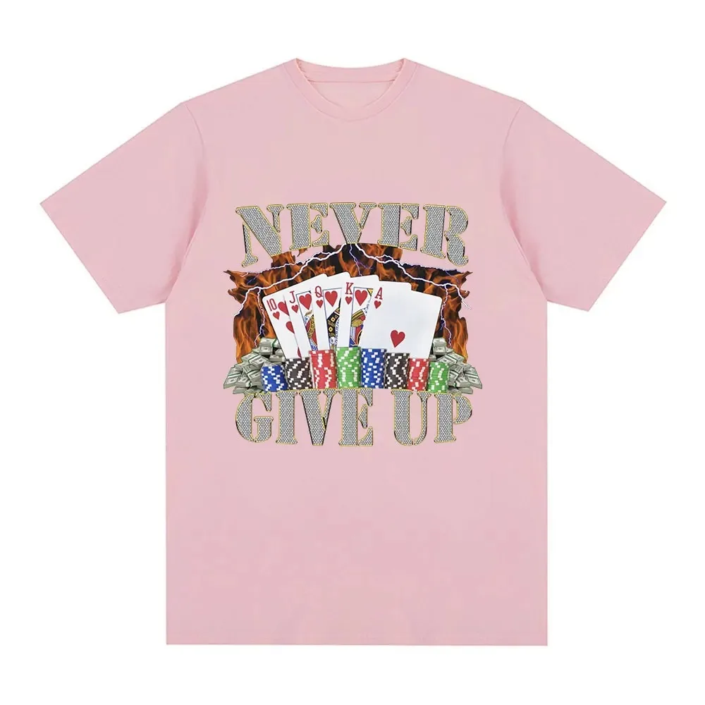 2024 Funny Never Give Up Meme Graphic T-shirt Men Clothes Fashion Hip Hop Vintage Short Sleeve T-shirts Cotton Tee Shirt