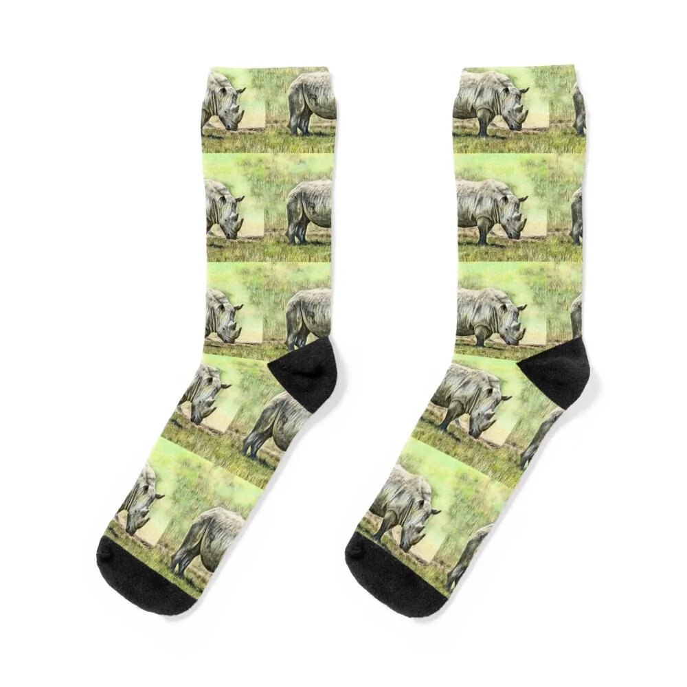 

Rhino in the Field Socks professional running christmas stocking Antiskid soccer custom Girl'S Socks Men's