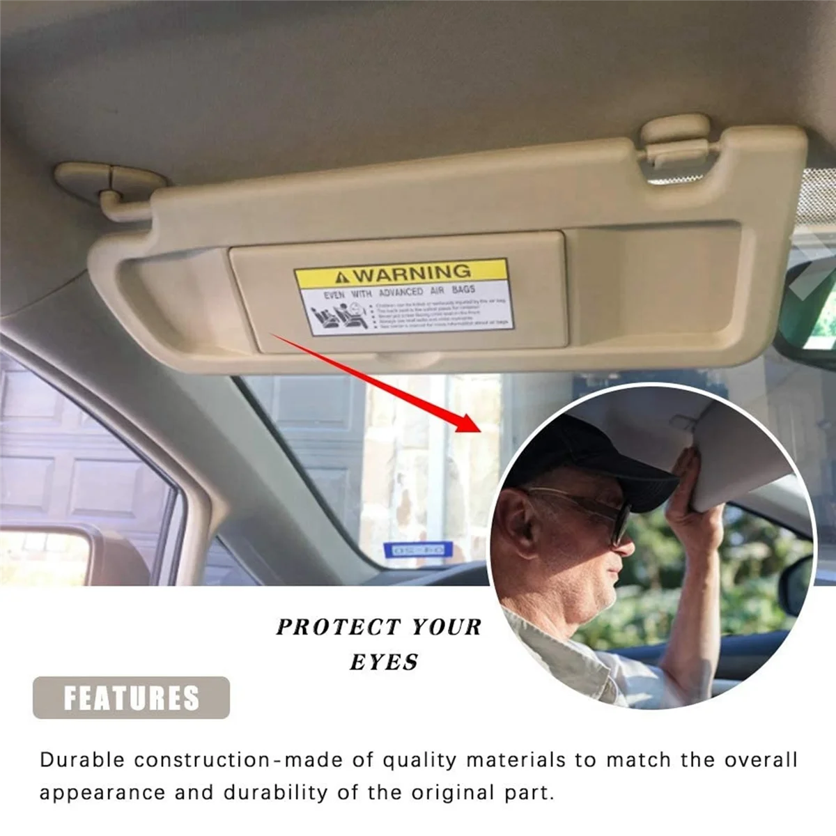 

2X Left Driver Side Sun Visor for Honda Civic 2006 2007 2008 2009 2010 2011 Visor Assembly 83280-SNA-A01ZA Beige