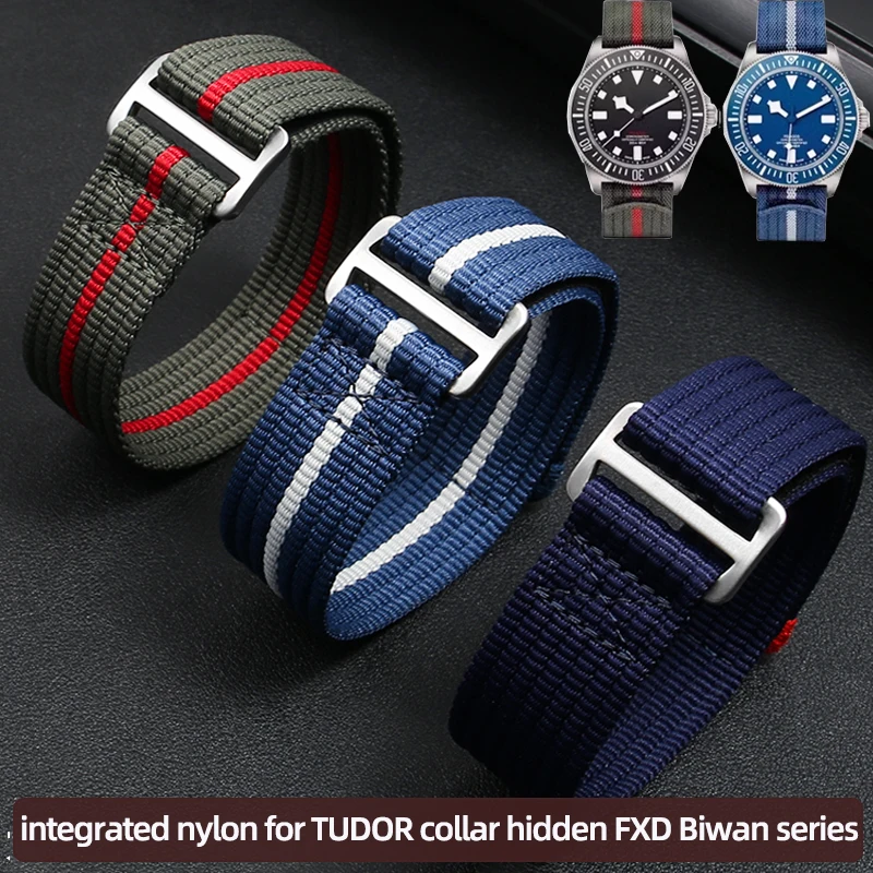 

22mm High quality Nylon strap for TUDOR collar hidden FXD Biwan series M25707B M25707KN M25717N integrated nylon men watchband
