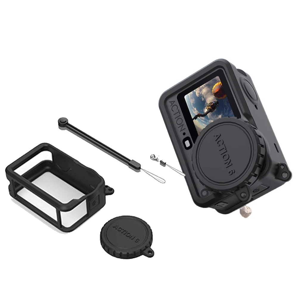 

Silicone Cover Case for DJI Osmo Action6, Protective Sleeve with Lens Cap & Lanyard Anti-Drop Body Case for Osmo Action6 Camera