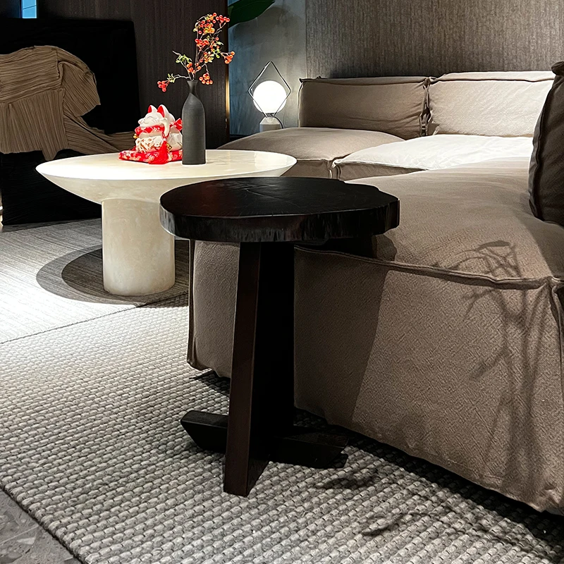 طاولة قهوة صغيرة مستديرة من الخشب القديم Wabi Sanfeng B & B، حامل زهور صغير من الخشب القديم القديم على الطراز الشمالي