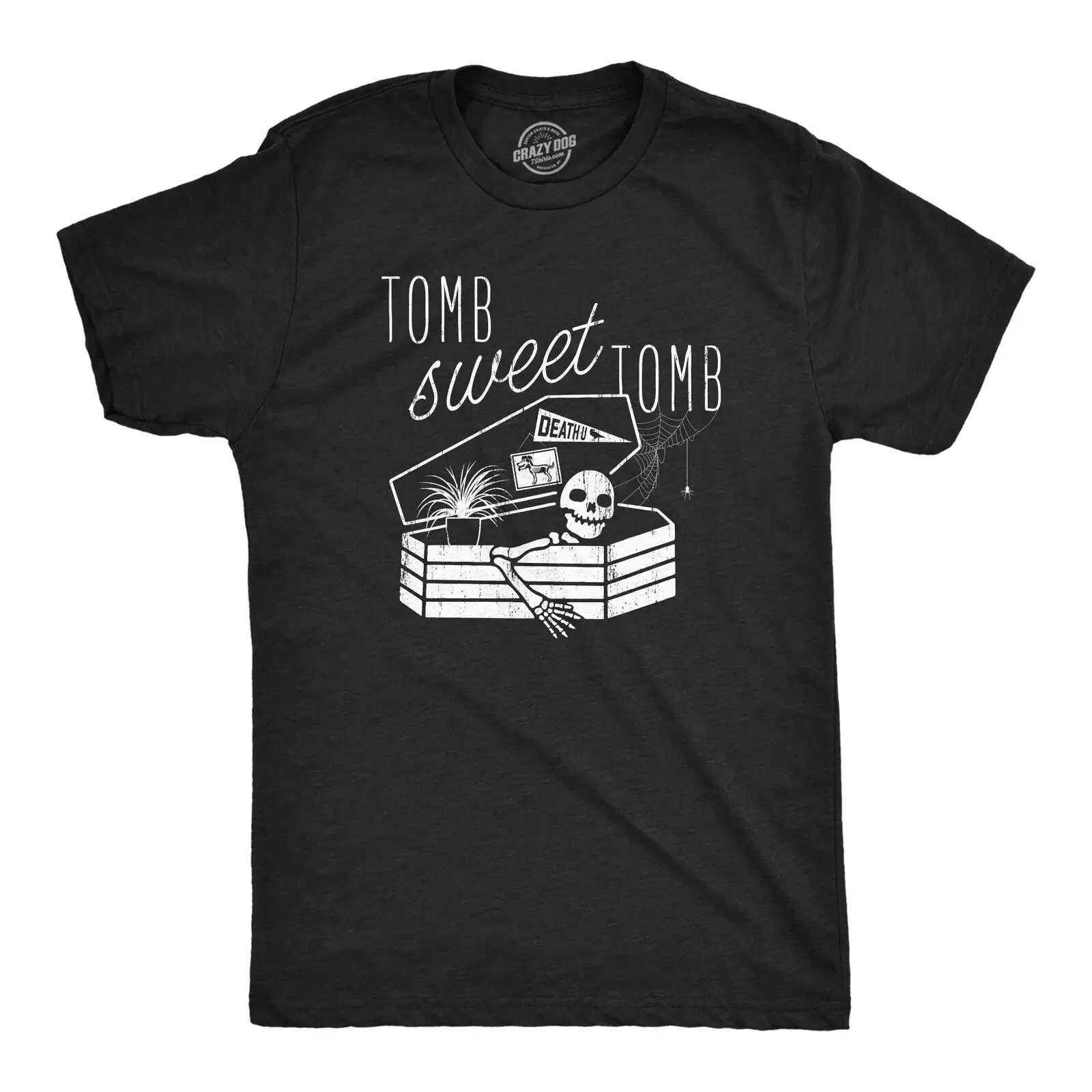 Mens Tomb Sweet Tomb T Shirt Funny Halloween Spooky Skeleton Coffin Grave Joke