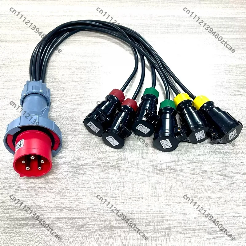 63A 1 to 6 Pigtail Power Cable, Quick Transition Cable, Power Cord for Stage Lighting and LED Large Screen