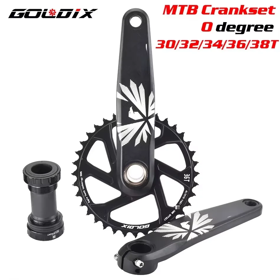 

GOLDIX MTB Bicycle Crankset 170/175mm Length 0mm Offset Install Directly Chainring 30/32/34/36/38T For Mountain Bike Crankset