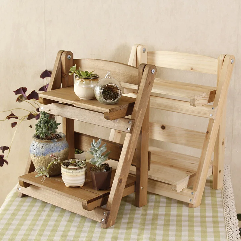 Two-Layer Folding Bookshelf, Solid Wood Grid, Flower Grid, Flower Shelf, Bookshelf Setting, Make Old Style