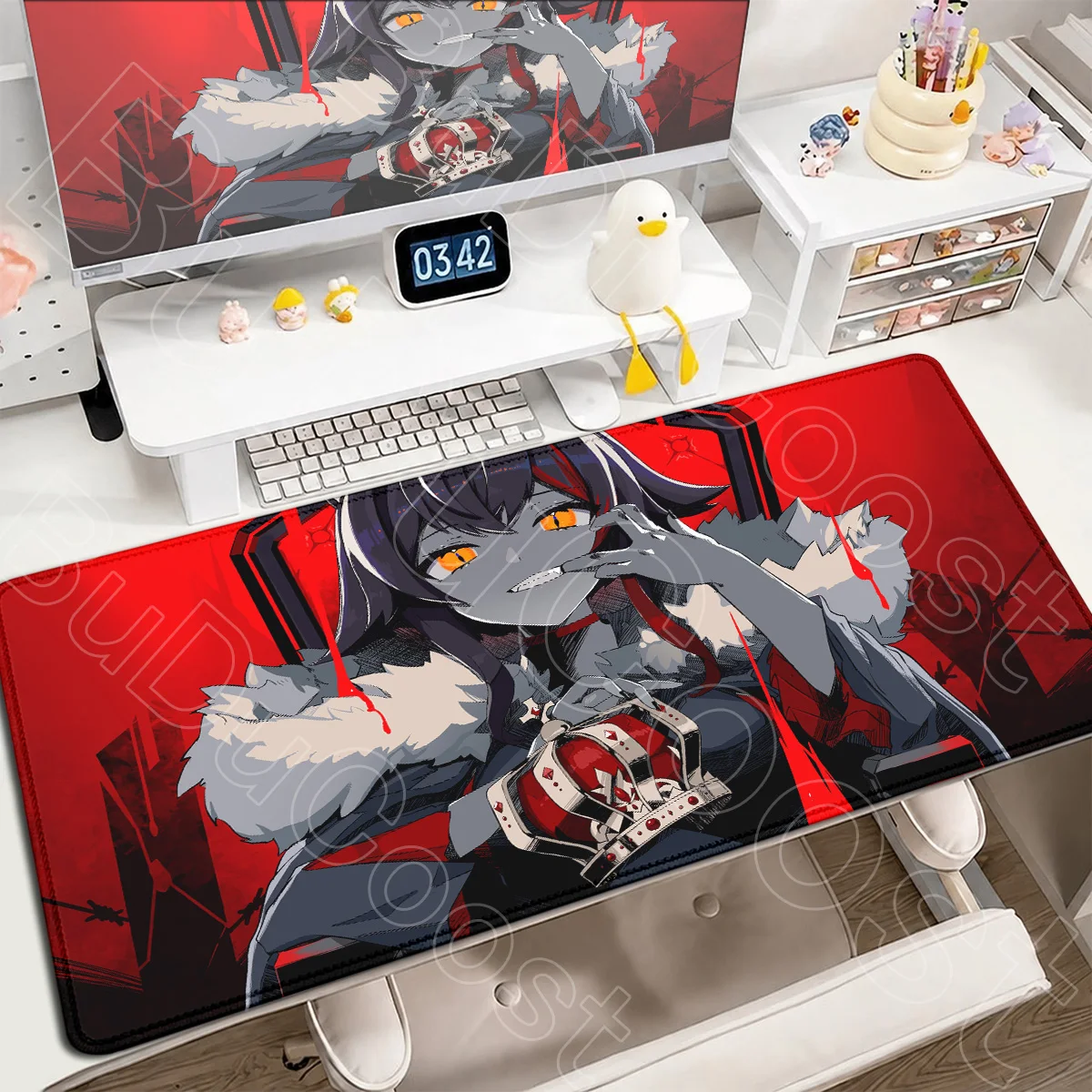 Hololive Ookami Mio HD-Druck Naturkautschuk-Mauspad Großes PC-Gamer-Mauspad Niedliches Mädchen-Mauspad XXL Büro-Schrank-Dekorationsteppich – Detail 12