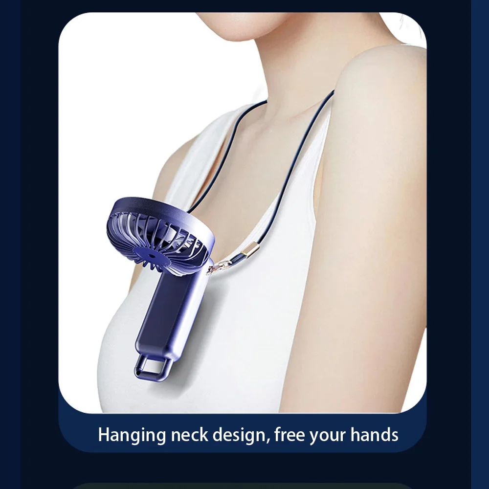 USB Handheld Mini Fan Foldable Portable Neck Hanging Fans 5 Speed USB Rechargeable Fan with Phone Stand and Display Screen